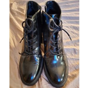 Patent Leather Platform Booties